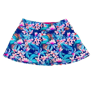 Queen of the Court blue‎ and pink tropical tennis skort.  Size Large.  EUC
